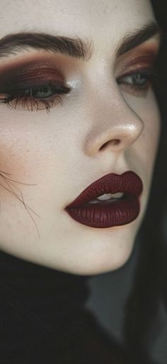 Smoky Grunge Makeup, Gothic Smokey Eye Makeup, Dark Face Makeup, Seductive Vampire Makeup, Hooded Eye Dramatic Makeup, The Great Gatsby Makeup Looks, Spooky Wedding Makeup, Classy Vampire Makeup, Dark Makeup Wedding