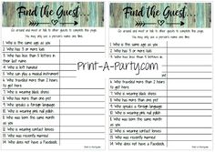 two printable bookmarks with the words find the guest and find the guest