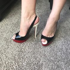 Reposhing This Item I Purchased From @Emy123072605. Loved It, But Ready To Rotate For Something New. Questions? Leave A Comment Below! Hot Heels, Louboutin Shoes, Christian Louboutin Shoes, Something New, Black Red, Stiletto Heels, Christian Louboutin, High Heels, Black And Red