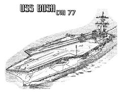 the uss bush is shown in this black and white drawing