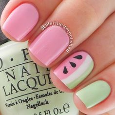 Mani Colors, Watermelon Nail Art, Watermelon Nails, Nail Photos, Cute Nail Art, Gel Nail Designs, Nail Art Summer, Nail Inspiration