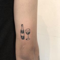 Wine Tattoos, Wine Glass Tattoo, Wine Tattoo, Glass Tattoo, Plane Tattoo, Unique Tattoos For Men, Wallpaper Matching, Tato Minimal, Cup Tattoo