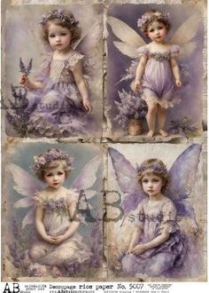 young angles in purple AB Studio Rice Papers Decoupage Projects, Rice Paper For Decoupage, Decoupage Papers, Decoupage Ideas, Free Vintage Printables, Ab Studio, Decoupage Art, Print Production, Label Paper