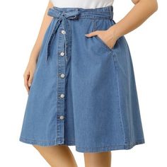 Midi Jean Skirt, Jean Midi Skirt, Denim Tie, Womens Denim Skirts, Skirts Blue, Plus Size Denim, Women Tie, Plus Size Brands, Denim Skirt Women