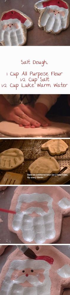 three pictures showing how to make handprinted cookies