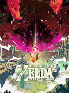 the legend of zelda poster with an image of a giant bird flying over it