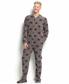 Club Room Men's Sleepwear, Zip-Front Novelty Print Fleece Footie Pajamas Camouflage Jumpsuit, Mens Onesie, Footie Pajamas, Big Baby, Straight Jacket, Jumpsuit Men, Footie Pajama