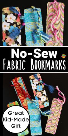 no sew fabric bookmarks with the text great kid - made gift