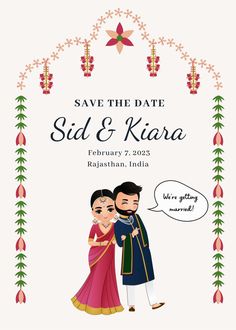 Celebrate your love story with an Indian wedding Save the Date that radiates beauty, simplicity, tradition, and excitement. Purchase our digital template today and announce your wedding date with style and grace! Use the code SAVE30 to get 30% off this template! Valid until August 17, 2023. PLEASE NOTE: Cards can be downloaded and sent digitally!  Print quality will depend on the type of printer and paper used, and printed colors may vary due to differences in monitor and printer calibrations. Due to the nature of instant downloads, there are no refunds, but please contact me if you have any problems with your order. These card designs are for personal use only. It cannot be sold or redistributed. Please contact me if you have any questions! Creative Wedding Invitations Design, Indian Invitation Cards, Indian Invitations, Wedding Planning Decor