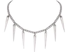 PRICES MAY VARY. GOTH SPIKE NECKLACE: The Spike Necklace is a striking piece of jewelry that is perfect for fans of gothic and punk styles. With its sharp and edgy design, this necklace is sure to make a bold statement. This necklace is a beautiful way to embrace those ideas and add a touch of elegance to any outfit MATERIALS: Meticulously crafted from high-quality stainless steel for chain and zinc alloy for spike pendant SIZE & LENGTH: Spike Pendant size is 0.16 inches in width x 1.2 inches in Silver Stainless Steel Punk Necklace, Gothic Silver Metal Chain Necklace, Grunge Necklaces, Gothic Stainless Steel Chain Necklace, Gothic Stainless Steel Choker Necklace, New Year Jewelry, Spike Chain Necklace, Necklace Grunge, Punk Necklace