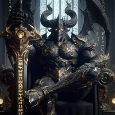 an image of a demon sitting on a throne