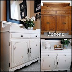 before and after photos of an old dresser