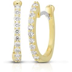 Roberto Coin - Pave Small Diamond Hoop Huggy Earrings in 18K Yellow Gold Roberto Coin Earrings, Huggy Earrings, Italian Jewelry Designers, Horseshoe Earrings, Earring Stand, Roberto Coin, Earring Crafts, Sparkle Diamonds, Elegant Jewelry