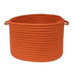 an orange rope basket on a white background