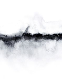 a black and white painting with water on it