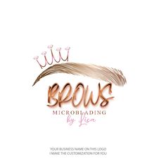 the logo for brows microblading by fiza is shown in rose gold