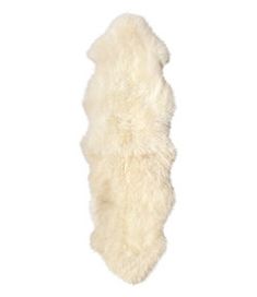 a white sheepskin rug is shown against a white background with no fur on it