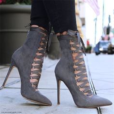 Women Heel Boots, High Heel Dress, Lace Up High Heels, Pointed Toe Boots, Grunge Style, Ankle Strap Heels, High Heels Stilettos, Womens Boots Ankle