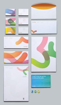 the stationery is designed to look like an abstract design with different colors and shapes