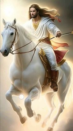 jesus riding on the back of a white horse