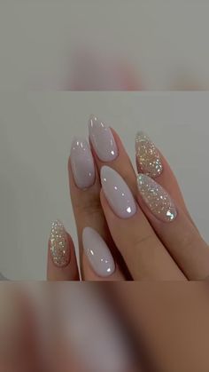 Nails Wedding, Layered Haircut, Nails French, Oval Nails, Bridal Nails, Classy Nails, Pretty Acrylic Nails