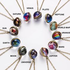 Chains Aesthetic, Solar System Necklace, World Necklace, Galaxy Jewelry, Galaxy Necklace, Planet Necklace, Dark Jewelry, Fotografi Vintage