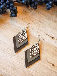 Faux Earrings, Black And White Leopard Print, Earring Care, Black And White Leopard, Diy Leather Earrings, White Leopard Print, Faux Leather Earrings, Earring Ideas, Classic Brown