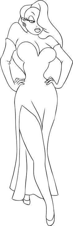 a drawing of a woman with her hands on her hips and arms behind her back