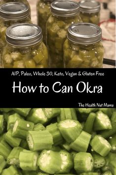 pickles in jars with text overlay how to can okra