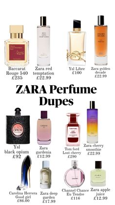 Zara perfume dupes 🎀🤍 #perfume Zara Duplicate Perfume, Zara Perfume, Alien Perfume, Good Girl Perfume, Saint Laurent Perfume