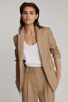 Reiss Women, Tan Suit, Ralph Lauren Blazer, Cropped Blazer Jacket, Tan Blazer, Blazer Designs, Tailored Blazer, Work Wear Women, Womens Blazers