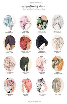 many different types of clothing are shown in this page, with the names below them