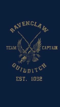 the logo for ravenclm team captain quidditch est 1032 on a dark blue background