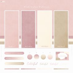 the pink color palettes are all in different shades and sizes, including one for each section