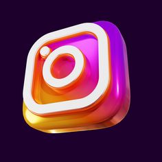 the instagram logo is displayed on a purple and orange square object with white accents