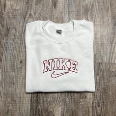 We Have All Sizes White! The Sizing Is Unisex / Mens. These Are Made To Order But We Usually Have Them Shipped In 2-3 Days :) White Crew Neck Sweatshirt With Embroidered Logo, White Embroidered Logo Crew Neck Sweatshirt, White Crew Neck Top With Embroidered Graphics, White Embroidered Crew Neck Top, White Sporty T-shirt With Custom Embroidery, White Sporty Sweatshirt With Letter Embroidery, Sporty White Sweatshirt With Letter Embroidery, White Embroidered Logo Top For College, White Embroidered Sporty Sweatshirt