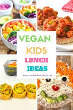 vegan kids lunch ideas with text overlay