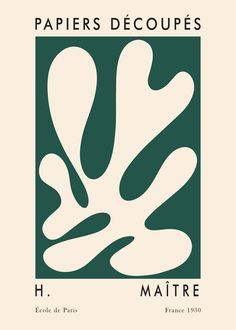 the cover of papers decoupes by h maitre, with an abstract design in green and white