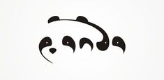 a panda bear face with two eyes and one nose is shown in black on a white background