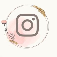 the instagram logo is surrounded by pink flowers