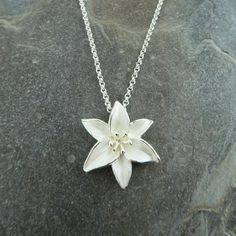 Nature, London Office, Lily White, Flower Pendant Necklace, Lily Flower, Flower Pendant, White Flower, Lobster Clasp, Lily