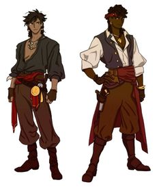 two men in pirate costumes standing next to each other