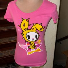 Tokidoki Rare Vintage Shirt Top, Size Medium, Pink Color With Large Graphic Print On Front Of Kawaii Cactus Bunny Character And Adios Star, Back Features Small Print Of Tkdk Logo, Brand New With Tags, Rare And Hard To Find!