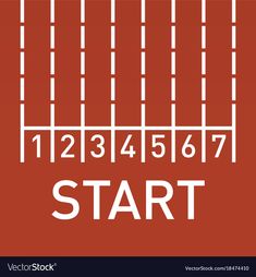 a red background with the words start and two white numbers on each side that are numbered in rows