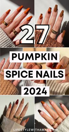 Fall is calling, and these 25+ pumpkin spice nails are here to answer. Whether you’re all about that PSL life or just love cozy autumn vibes, these pumpkin spice nail designs will have you looking fab and ready for all fall adventures! Nails Ideas Fall 2024, Pumpkin Colored Nails, Fall Nails Copper, Pumpkin Spice Nail Color, Pumpkin Spice Latte Nails, 2024 Fall Nail Designs, Psl Nails, Pumpkin Spice Nail Designs, Halloween Nails Colors