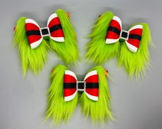 Grinch Hair Bow Grinch Bow Grinch Costume Accessory Grinch - Etsy Original Grinch, Grinch Hair, Grinch Bow, Grinch Costume, Grinch Costumes, Christmas Hair Accessories, Hair Bow Tutorial, Hair Clips Diy, Christmas Hair Bows