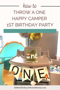 One Happy Camper First Birthday Games, First Birthday Camping Theme, One Happy Camper First Birthday, Birthday Tips, Happy Camper Birthday Party, Campfire Cake, Birthday Party Menu, Camping Theme Birthday Party, Camping Theme Birthday