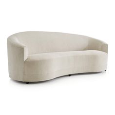 the curved couch is made from fabric