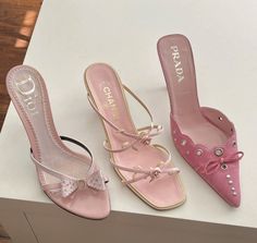 Vintage Designer Heels, Pink Designer Heels, Pink Kitten Heels, Hak Tinggi, Vintage Kitten, Shoes Heels Classy