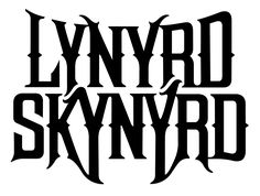 the lynyrd skynyrd logo is shown in black on a white background